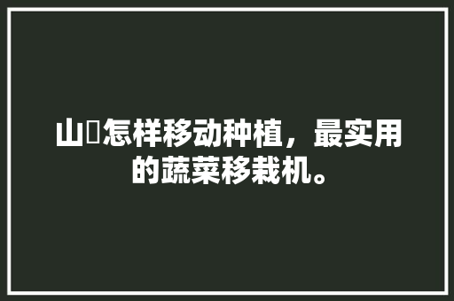 山棯怎样移动种植，最实用的蔬菜移栽机。 家禽养殖