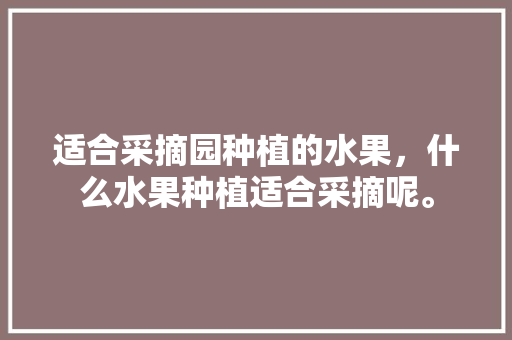 适合采摘园种植的水果，什么水果种植适合采摘呢。 水果种植