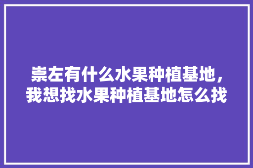 崇左有什么水果种植基地，我想找水果种植基地怎么找。 水果种植