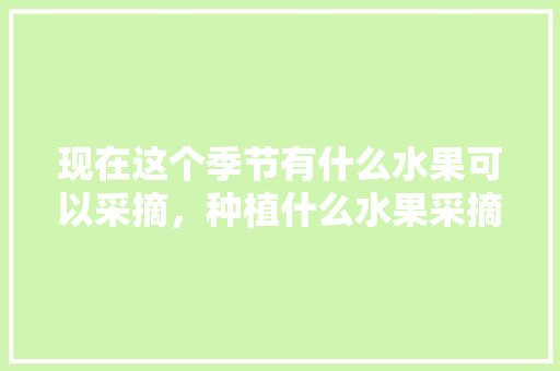 现在这个季节有什么水果可以采摘，种植什么水果采摘最快呢。 畜牧养殖