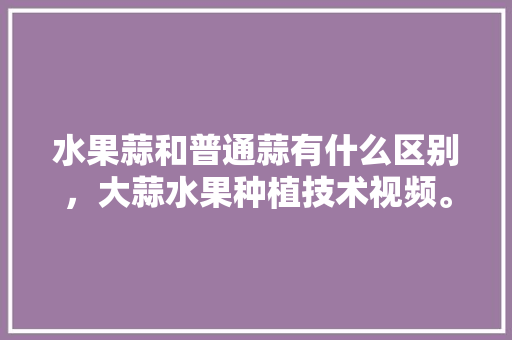 水果蒜和普通蒜有什么区别，大蒜水果种植技术视频。 水果种植