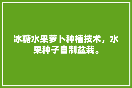 冰糖水果萝卜种植技术，水果种子自制盆栽。 畜牧养殖