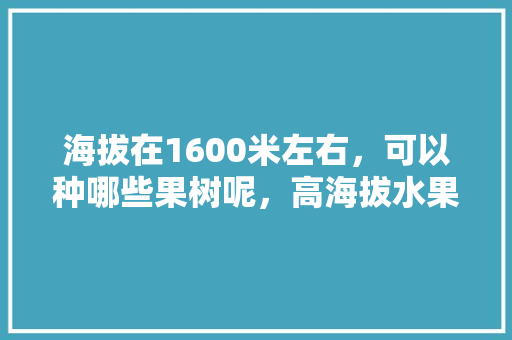 海拔在1600米左右，可以种哪些果树呢，高海拔水果种植品种有哪些。 土壤施肥