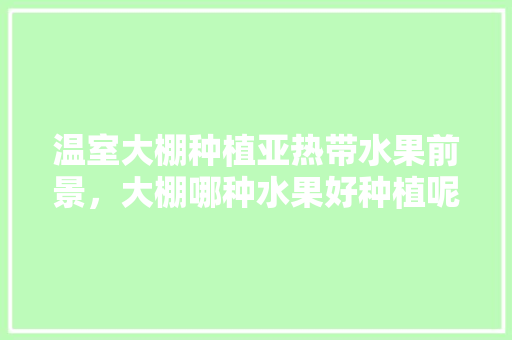 温室大棚种植亚热带水果前景，大棚哪种水果好种植呢。 土壤施肥