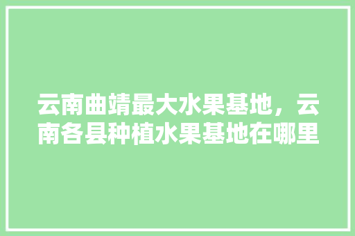 云南曲靖最大水果基地，云南各县种植水果基地在哪里。 云南曲靖最大水果基地，云南各县种植水果基地在哪里。 蔬菜种植