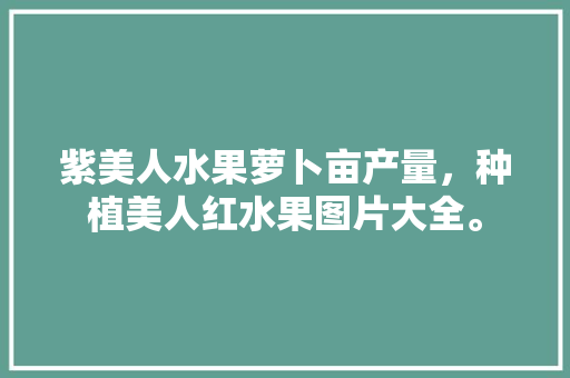 紫美人水果萝卜亩产量，种植美人红水果图片大全。 蔬菜种植