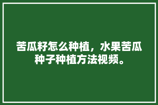 苦瓜籽怎么种植，水果苦瓜种子种植方法视频。 水果种植