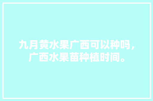 九月黄水果广西可以种吗，广西水果苗种植时间。 畜牧养殖