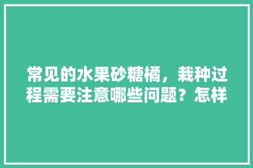 常见的水果砂糖橘，栽种过程需要注意哪些问题？怎样提高产量，水果种植注意什么事项。 土壤施肥