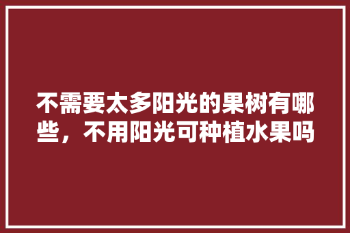 不需要太多阳光的果树有哪些，不用阳光可种植水果吗。 土壤施肥