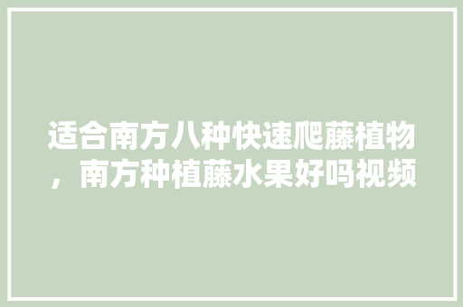 适合南方八种快速爬藤植物，南方种植藤水果好吗视频。 水果种植