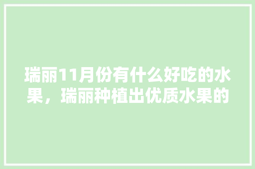 瑞丽11月份有什么好吃的水果，瑞丽种植出优质水果的地方。 畜牧养殖