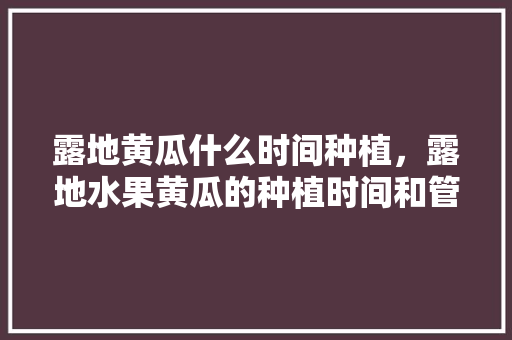 露地黄瓜什么时间种植，露地水果黄瓜的种植时间和管理方法。 土壤施肥