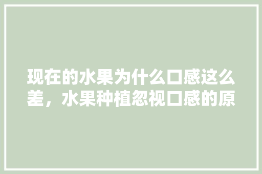 现在的水果为什么口感这么差，水果种植忽视口感的原因。 蔬菜种植