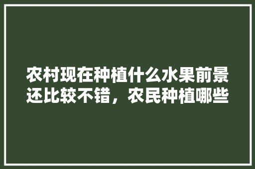 农村现在种植什么水果前景还比较不错，农民种植哪些水果最好呢。 土壤施肥