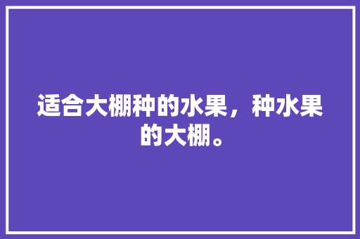 适合大棚种的水果，种水果的大棚。 水果种植