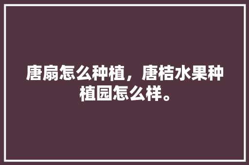 唐扇怎么种植，唐桔水果种植园怎么样。 土壤施肥