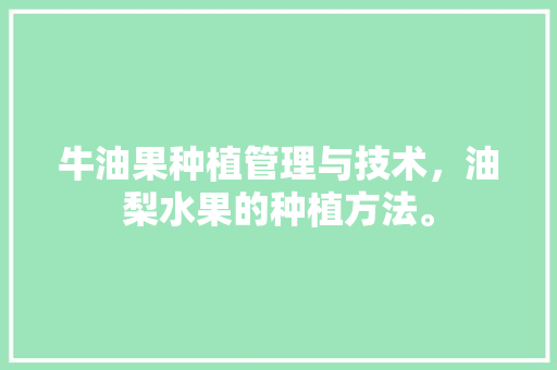 牛油果种植管理与技术，油梨水果的种植方法。 家禽养殖