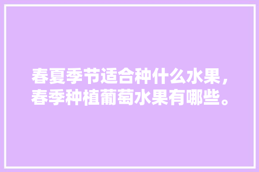 春夏季节适合种什么水果，春季种植葡萄水果有哪些。 畜牧养殖