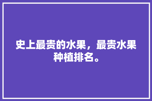 史上最贵的水果，最贵水果种植排名。 畜牧养殖