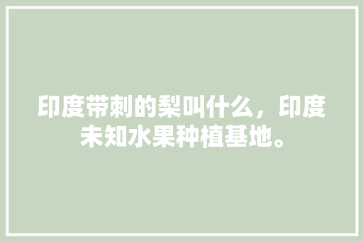 印度带刺的梨叫什么，印度未知水果种植基地。 畜牧养殖