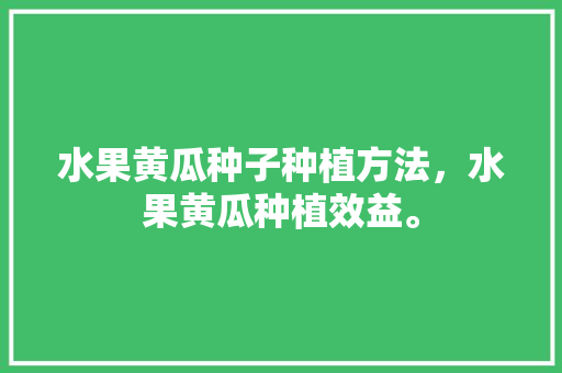 水果黄瓜种子种植方法，水果黄瓜种植效益。 土壤施肥