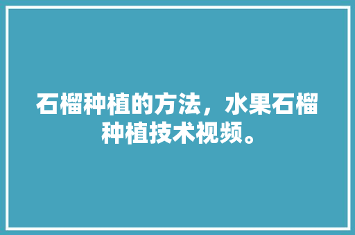 石榴种植的方法，水果石榴种植技术视频。 畜牧养殖