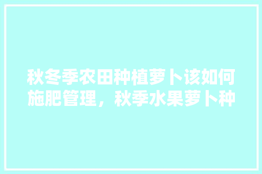 秋冬季农田种植萝卜该如何施肥管理，秋季水果萝卜种植方法视频。 畜牧养殖