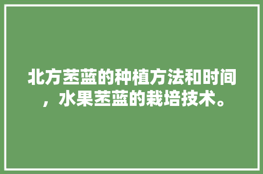 北方苤蓝的种植方法和时间，水果苤蓝的栽培技术。 水果种植