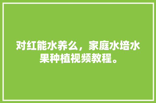 对红能水养么，家庭水培水果种植视频教程。 水果种植