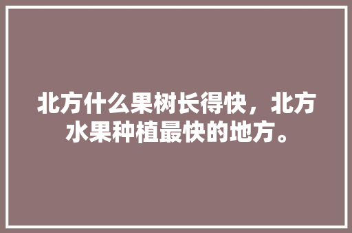 北方什么果树长得快，北方水果种植最快的地方。 水果种植