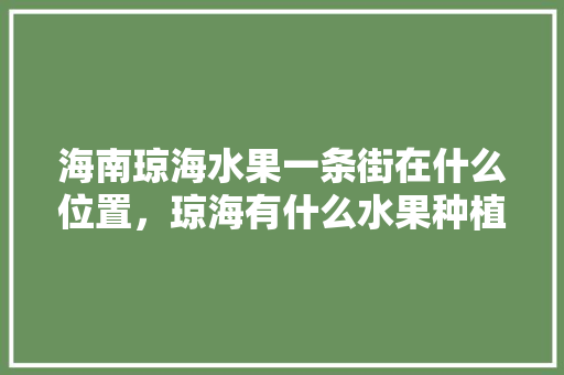 海南琼海水果一条街在什么位置，琼海有什么水果种植基地。 畜牧养殖