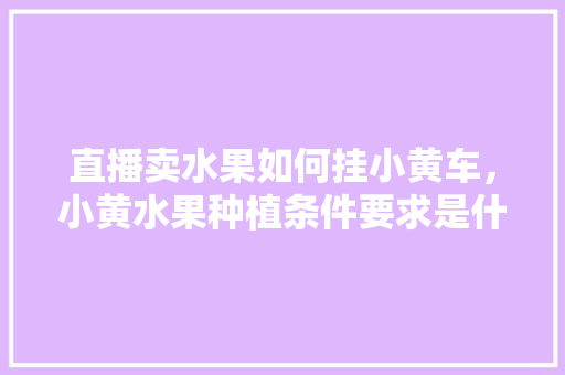 直播卖水果如何挂小黄车，小黄水果种植条件要求是什么。 土壤施肥