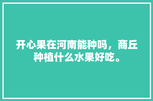 开心果在河南能种吗，商丘种植什么水果好吃。 土壤施肥