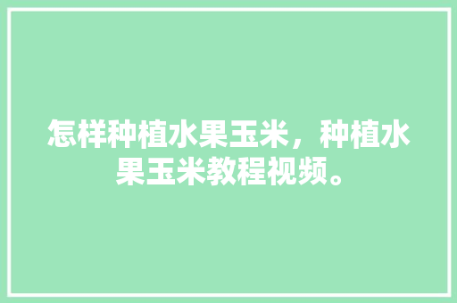 怎样种植水果玉米，种植水果玉米教程视频。 怎样种植水果玉米，种植水果玉米教程视频。 蔬菜种植