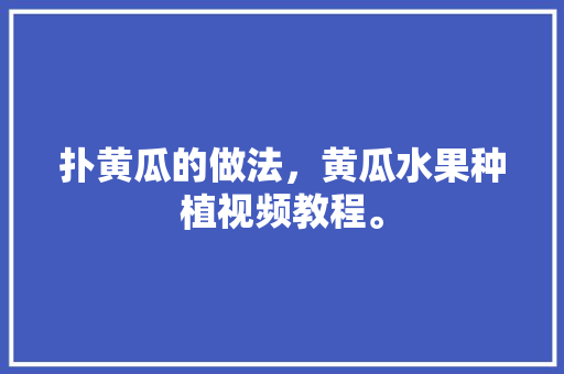 扑黄瓜的做法，黄瓜水果种植视频教程。 土壤施肥