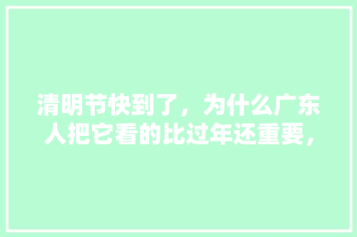 清明节快到了，为什么广东人把它看的比过年还重要，普宁哪个地方种植水果多。 家禽养殖