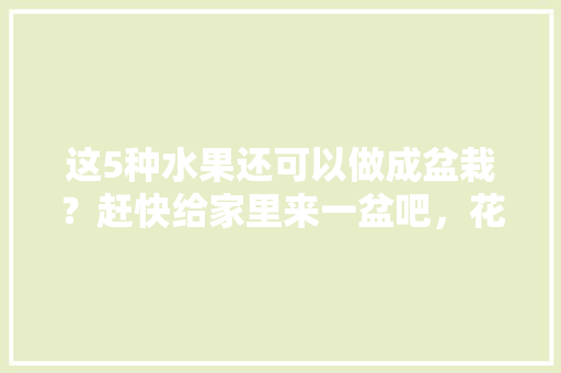 这5种水果还可以做成盆栽？赶快给家里来一盆吧，花盆种植水果种子图片大全。 水果种植