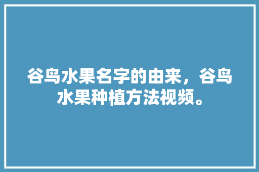 谷鸟水果名字的由来，谷鸟水果种植方法视频。 畜牧养殖