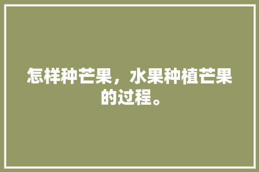 怎样种芒果，水果种植芒果的过程。 怎样种芒果，水果种植芒果的过程。 水果种植