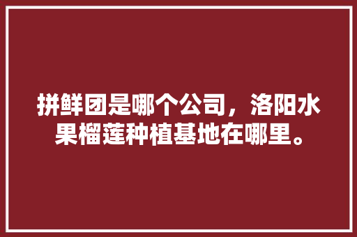 拼鲜团是哪个公司，洛阳水果榴莲种植基地在哪里。 拼鲜团是哪个公司，洛阳水果榴莲种植基地在哪里。 畜牧养殖