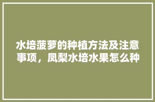 水培菠萝的种植方法及注意事项，凤梨水培水果怎么种植的。 水果种植