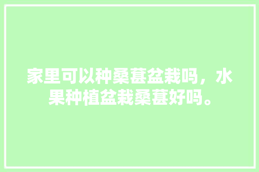 家里可以种桑葚盆栽吗，水果种植盆栽桑葚好吗。 土壤施肥