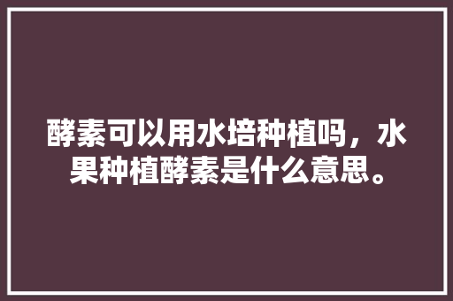 酵素可以用水培种植吗，水果种植酵素是什么意思。 土壤施肥