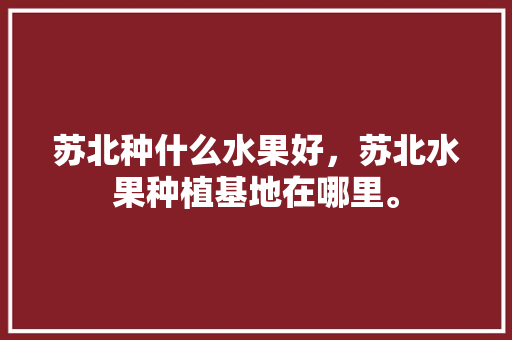 苏北种什么水果好，苏北水果种植基地在哪里。 畜牧养殖