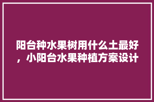 阳台种水果树用什么土最好，小阳台水果种植方案设计。 畜牧养殖