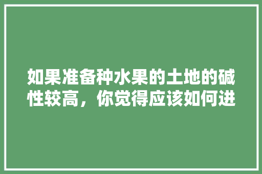 如果准备种水果的土地的碱性较高，你觉得应该如何进行改良？怎么改良比较快，种植水果的土壤管理方法。 水果种植