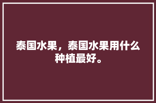 泰国水果，泰国水果用什么种植最好。 水果种植