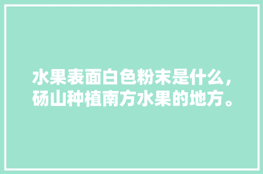 水果表面白色粉末是什么，砀山种植南方水果的地方。 畜牧养殖