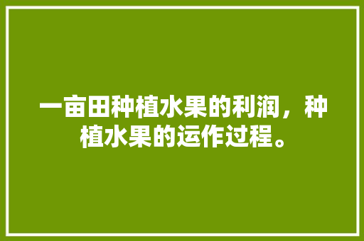 一亩田种植水果的利润，种植水果的运作过程。 畜牧养殖